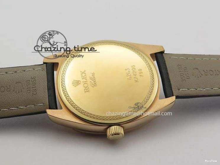 MiroTime 0209 Cozy Cellini Date RG Rose Gold Dial Stick Markers On Black Leather Strap A 3873